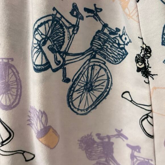 LulaRoe Madison Pastel Bicycle Print Pleated Skirt 3XL Purple Pockets Midi - Picture 7 of 7